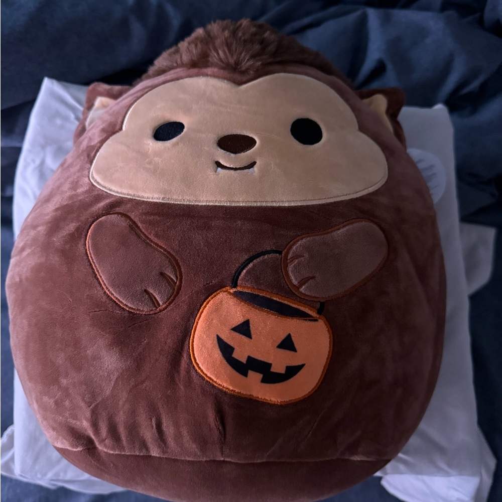 NWT Squishmallow Kellytoy Wade The Werewolf Plush Trick Or Treat Pumpkin Pail
